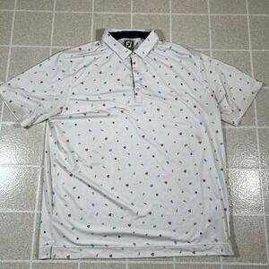 Footjoy FJ Polo Shirt Golf bag Doodle All Over Print Lisle Performance 2XL